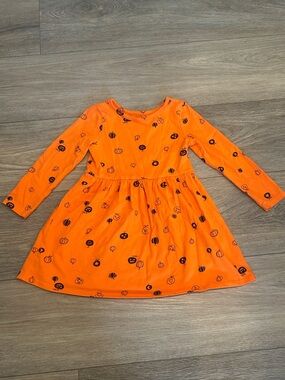 Cat & Jack‎ Orange Pumpkin Print Dress Toddler 4T